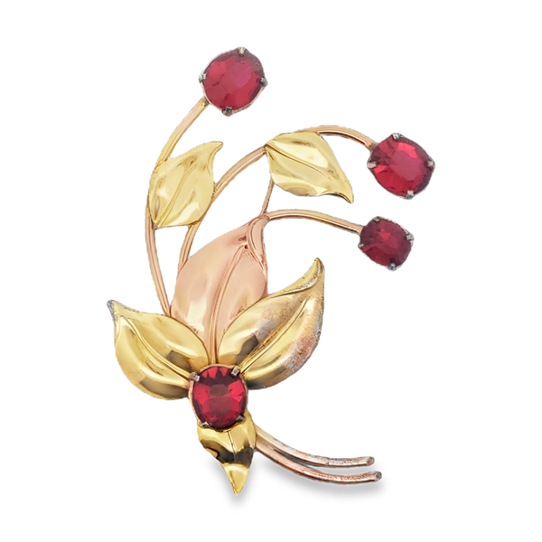 Vintage Sterling Silver Red Glass Spray Brooch Chipper's Jewelry Bonney Lake, WA