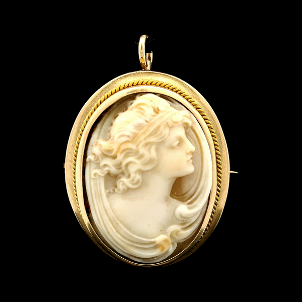 14K Yellow Shell Cameo Brooch/Pendant Chipper's Jewelry Bonney Lake, WA