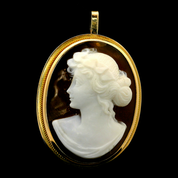14K Yellow Gold Shell Cameo Brooch/Pendant Chipper's Jewelry Bonney Lake, WA