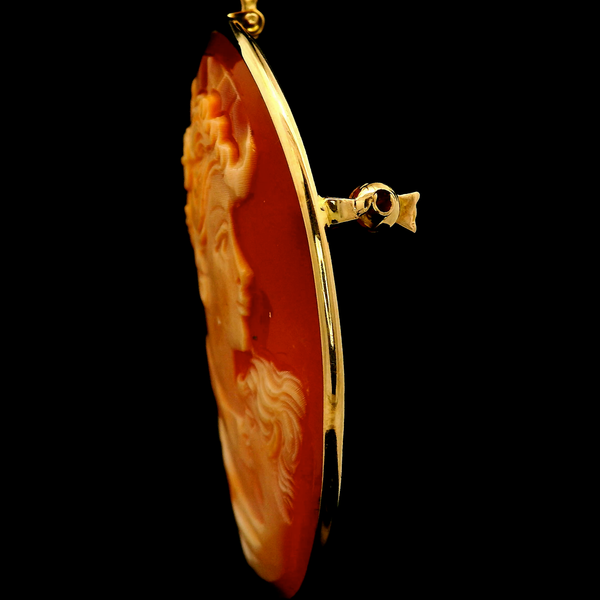 14K Yellow Shell Cameo Brooch/Pendant.  Frame Measures 41.40 x 30.98mm. Image 2 Chipper's Jewelry Bonney Lake, WA