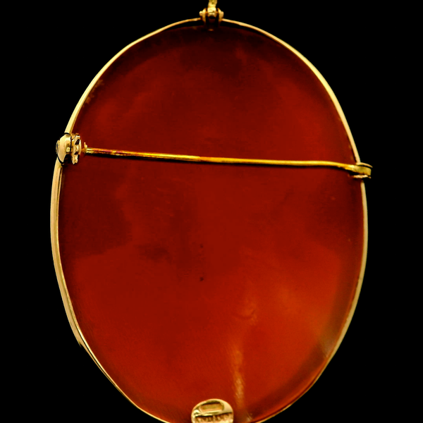 14K Yellow Shell Cameo Brooch/Pendant.  Frame Measures 41.40 x 30.98mm. Image 3 Chipper's Jewelry Bonney Lake, WA