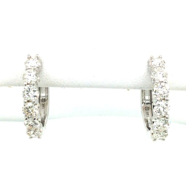 14K White Natural Diamond Huggie Earrings Christopher's Fine Jewelry Pawleys Island, SC
