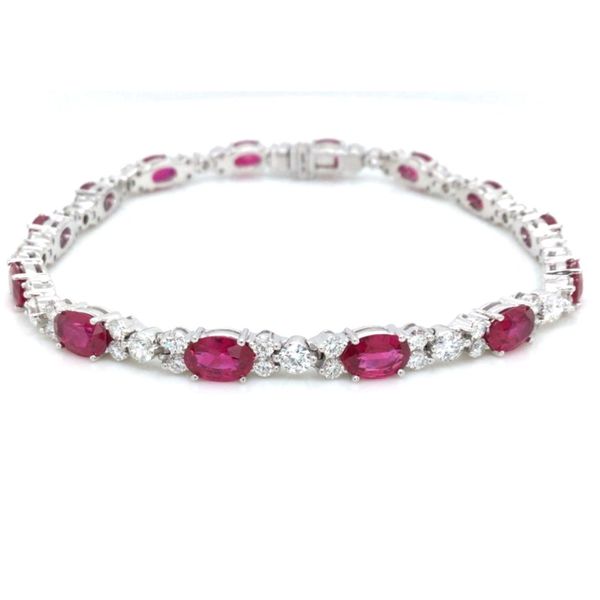 18K White Ruby and Natural Diamond Tennis Bracelet Christopher's Fine Jewelry Pawleys Island, SC