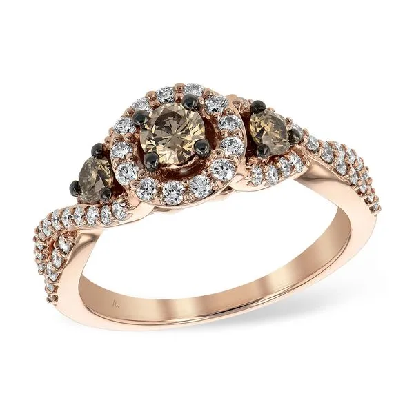 0.23ct Brown Diamond Halo Engagement Ring in 14k Rose Gold Clark's Diamond Jewelers Coeur d'Alene, ID
