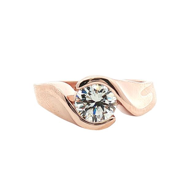 0.96ct Round Diamond Half Bezel Ring in 14k Rose Gold Clark's Diamond Jewelers Coeur d'Alene, ID