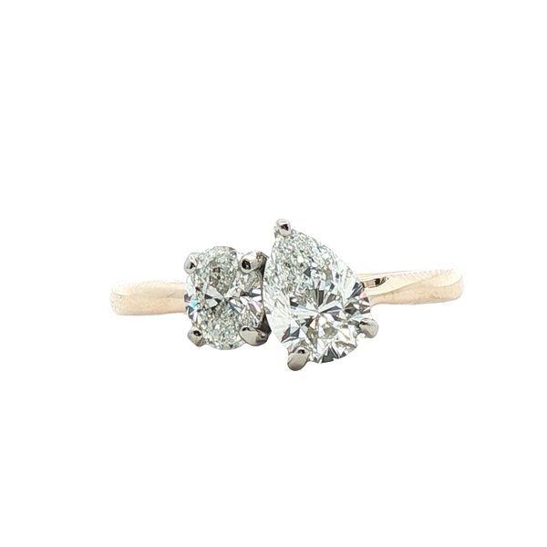 1.50ctw Pear and Oval Diamond Two-Stone Engagement Ring in 14k Yellow Gold Clark's Diamond Jewelers Coeur d'Alene, ID