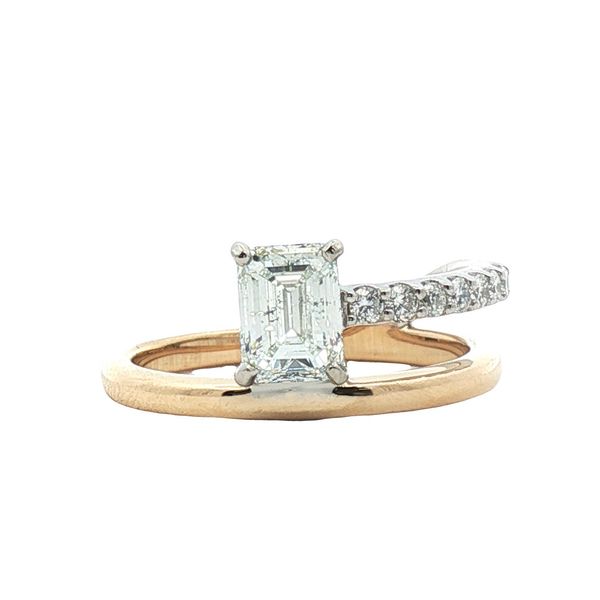 1.00ct Emerald Cut Diamond Split Shank Ring in 18k Yellow and 19k White Gold Clark's Diamond Jewelers Coeur d'Alene, ID