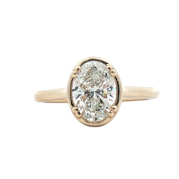 1.80ct Oval GIA Certified Diamond Faux Bezel Solitaire in 14k Yellow Gold Clark's Diamond Jewelers Coeur d'Alene, ID