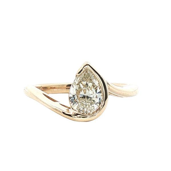 0.92ct Pear Shaped Diamond Half Bypass Ring in 14k Yellow Gold Clark's Diamond Jewelers Coeur d'Alene, ID