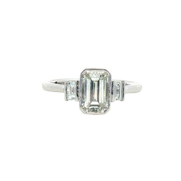 1.30ct Emerald Cut Diamond Bezel Baguette Ring in 14k White Gold Clark's Diamond Jewelers Coeur d'Alene, ID
