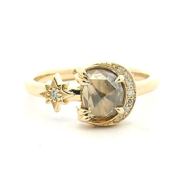 1.13ct Half-Moon Brown Diamond Celestial Ring in 14k Yellow Gold Clark's Diamond Jewelers Coeur d'Alene, ID