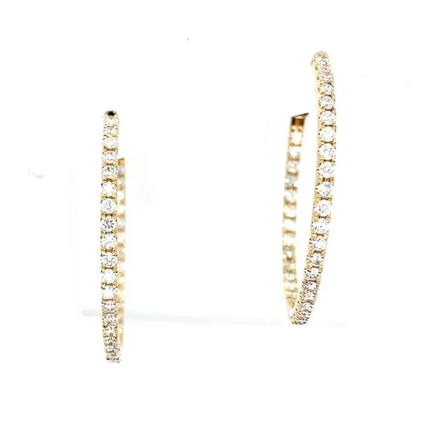 1.21ct In-and-Out Diamond Hoop Earrings in 14k Yellow Gold – 30mm Clark's Diamond Jewelers Coeur d'Alene, ID