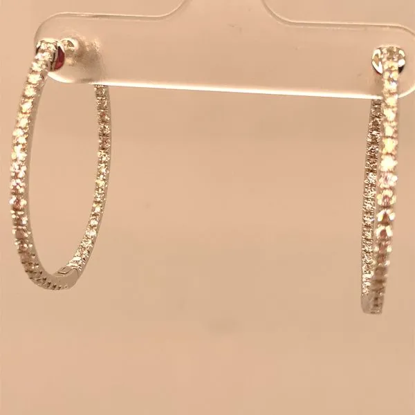1.25cttw 30mm Diamond Hoop Earrings in 14k White Gold Clark's Diamond Jewelers Coeur d'Alene, ID
