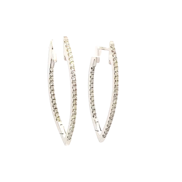 Diamond Marquis-Shape Prong-Set Hoop Earrings in 14k White Gold Clark's Diamond Jewelers Coeur d'Alene, ID