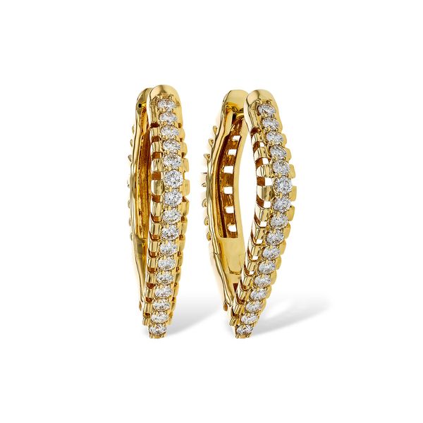 1.00ct Diamond-Shaped Hoop Earrings in 14k Yellow Gold Clark's Diamond Jewelers Coeur d'Alene, ID