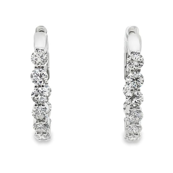 2.05cttw Oval Diamond In/Out Hoop Earrings in 18k White Gold Clark's Diamond Jewelers Coeur d'Alene, ID