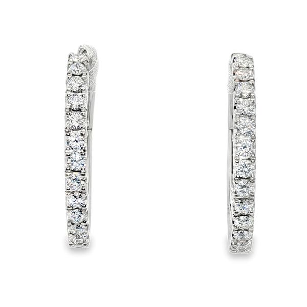 5/8 cttw Diamond Oval Hoop Earrings in 14k White Gold Clark's Diamond Jewelers Coeur d'Alene, ID