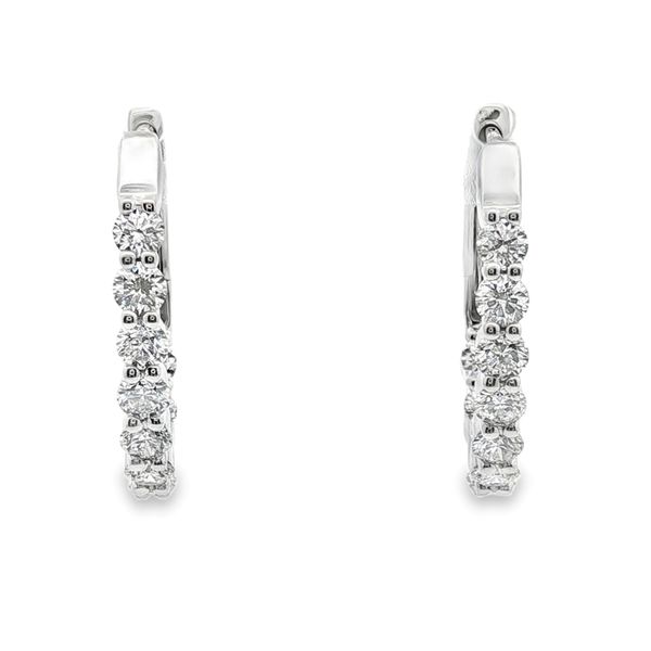 1.08cttw Oval Inside-Out Diamond Hoops in 18k White Gold Clark's Diamond Jewelers Coeur d'Alene, ID