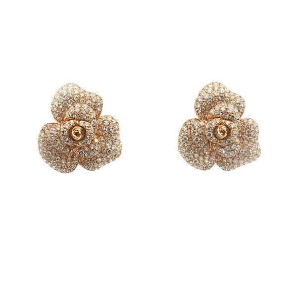 5.23cttw Diamond Rose Stud Earrings in 18k Yellow Gold Clark's Diamond Jewelers Coeur d'Alene, ID