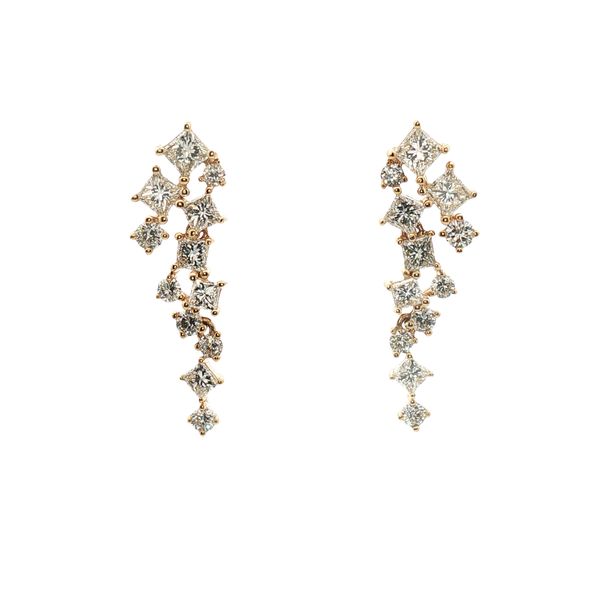Diamond Cascading Cluster Earrings in 14k Yellow Gold Clark's Diamond Jewelers Coeur d'Alene, ID