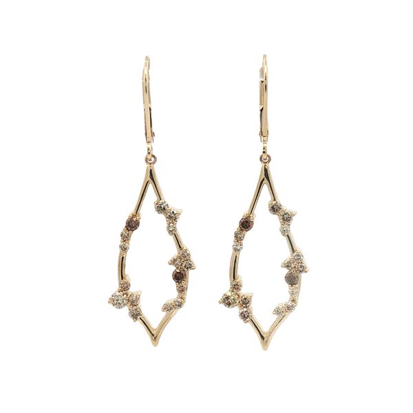 Fancy Color Diamond Teardrop Dangle Earrings in 14k Yellow Gold Clark's Diamond Jewelers Coeur d'Alene, ID