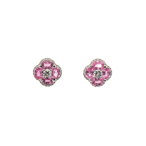 Pink Sapphire Clover Halo Earrings Clark's Diamond Jewelers Coeur d'Alene, ID