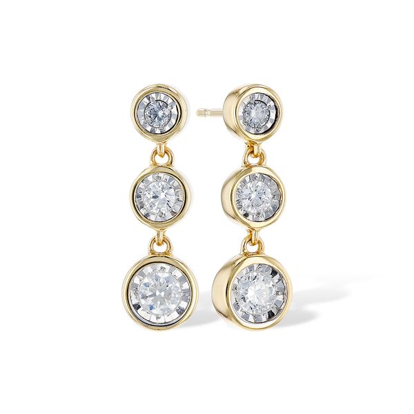 Bezel Diamond Dangle Earrings Clark's Diamond Jewelers Coeur d'Alene, ID
