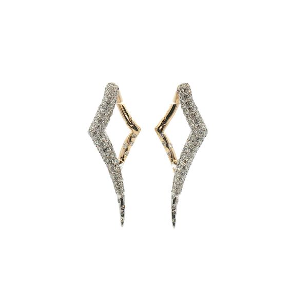 Lightning Bolt Diamond Earrings in 14k Yellow and White Gold Clark's Diamond Jewelers Coeur d'Alene, ID