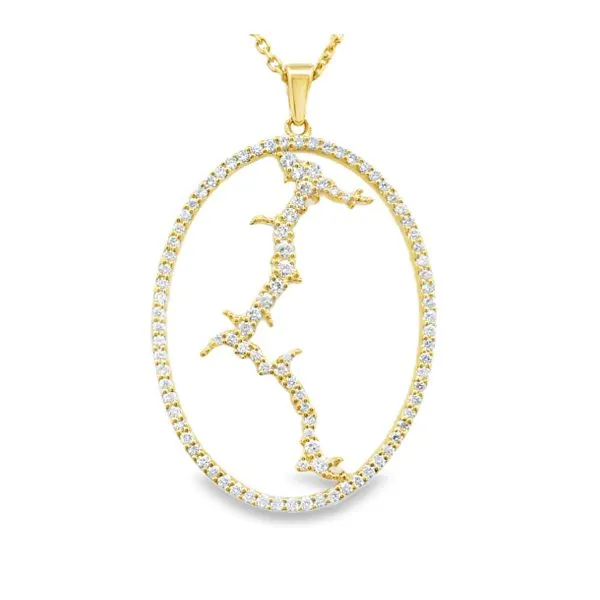0.42ct Diamond Coeur d’Alene Lake In-Frame Pendant in 14k Yellow Gold – Clark’s Exclusive Clark's Diamond Jewelers Coeur d'Alene, ID