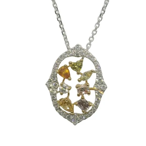 1.00cttw Natural Fancy Color Diamond Cluster Pendant in 14k Two-Tone Gold Clark's Diamond Jewelers Coeur d'Alene, ID