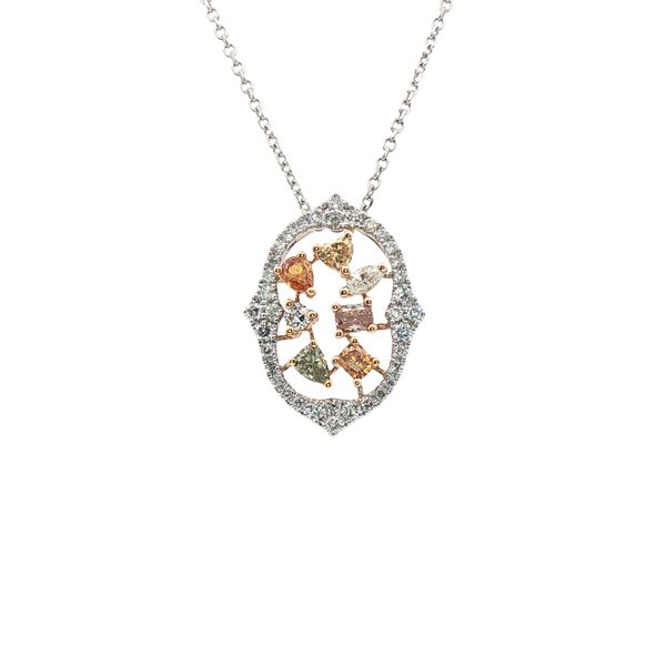 1.00cttw Natural Fancy Color Diamond Cluster Pendant in 14k Two-Tone Gold Clark's Diamond Jewelers Coeur d'Alene, ID