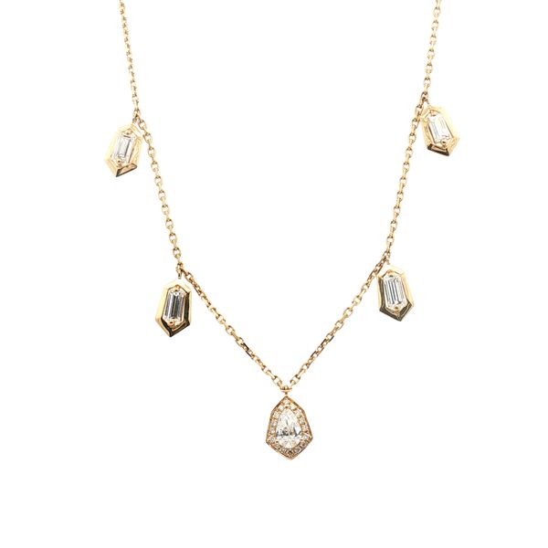 1.375cttw Geometric Station Diamond Dangle Necklace in 14k Yellow Gold Clark's Diamond Jewelers Coeur d'Alene, ID