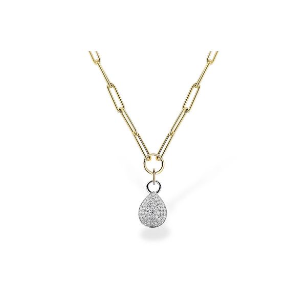 Diamond Droplet Paperclip Necklace in 14k Yellow & White Gold Clark's Diamond Jewelers Coeur d'Alene, ID