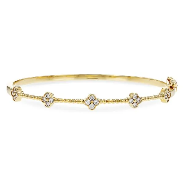 0.66ct Diamond Clover Station Bangle in 14k Yellow Gold Clark's Diamond Jewelers Coeur d'Alene, ID