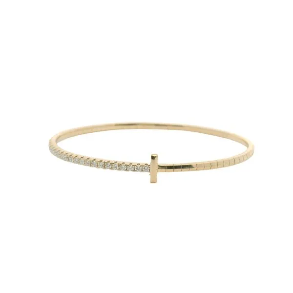 1.00ct “T” Diamond Flex Bangle in 14k Yellow Gold – 6.75