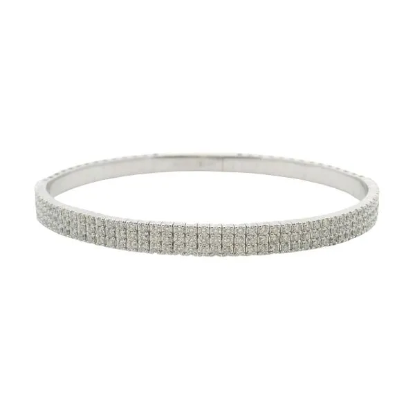 1.50ct Three-Row Diamond Flex Bangle in 14k White Gold – 6.5