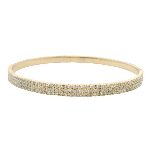 1.50ct Three-Row Diamond Flex Bangle in 14k Yellow Gold – 6.75