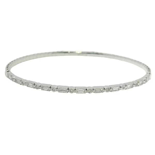 0.38ct Bezel-Set Diamond Flex Bangle in 14k White Gold – 6.75