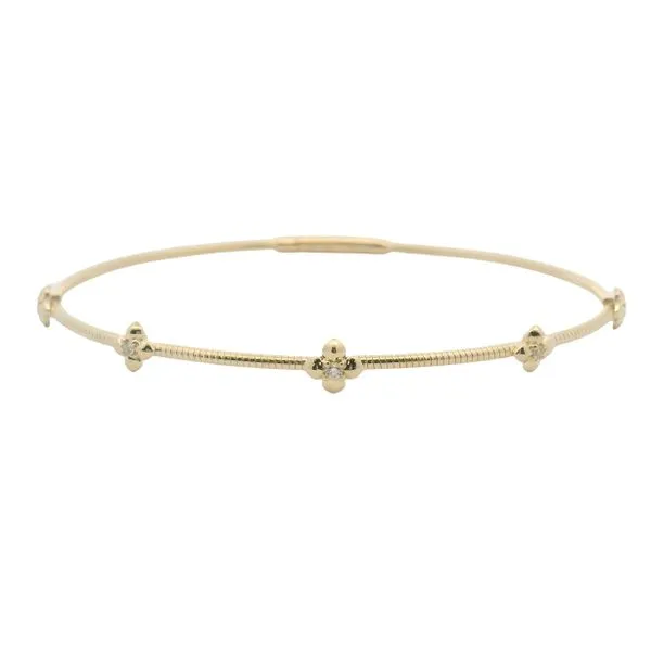 0.055ct Clover Station Flex Bangle in 14k Yellow Gold – 6.75