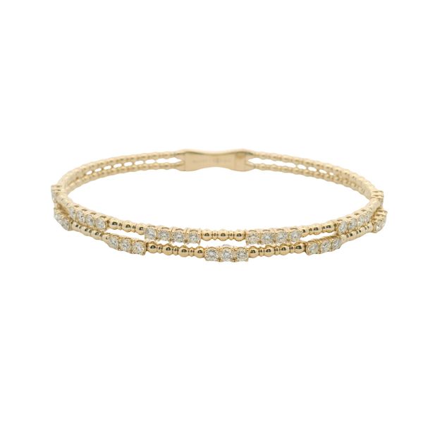 1.33ct Double-Strand Diamond Station Flex Bangle in 14k Yellow Gold – 6.75