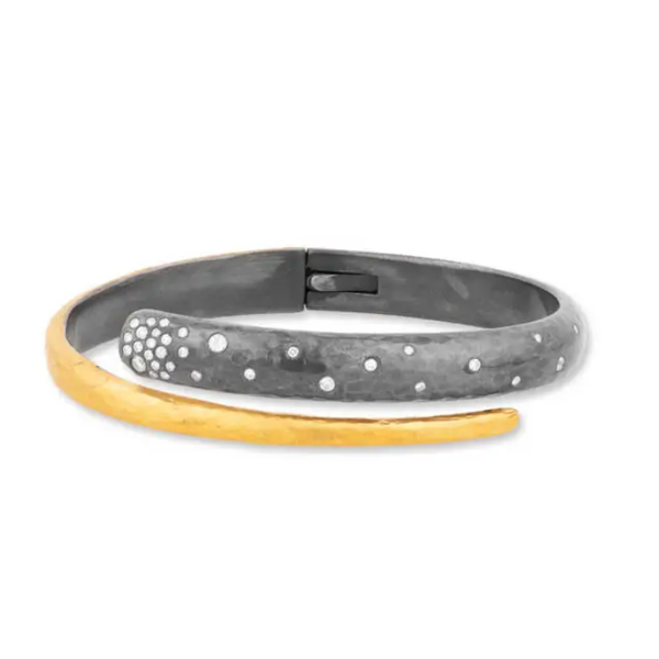0.35cttw Diamond Oxidized Silver and 24k Gold Wrap Bracelet Clark's Diamond Jewelers Coeur d'Alene, ID