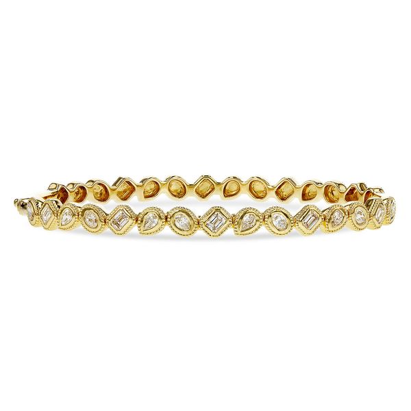 1.00cttw Fancy Cut Diamond Hinged Bangle in 14k Yellow Gold Clark's Diamond Jewelers Coeur d'Alene, ID