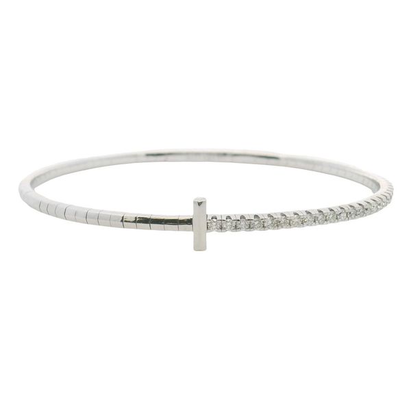1.00ct “T” Diamond Flex Bangle in 14k White Gold – 6.75