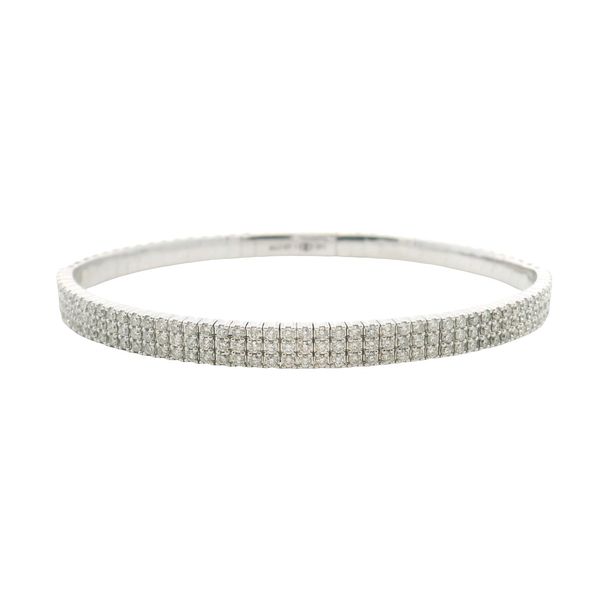 1.50ct 3-Row Diamond Flex Bangle in 14k White Gold – 6.75