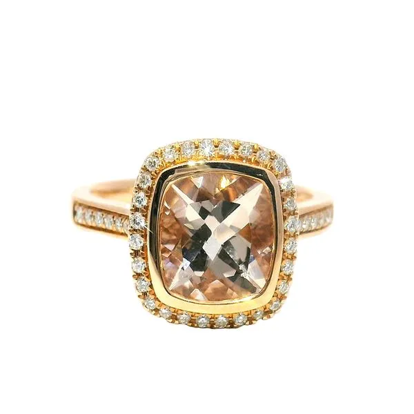 2.07ct Cushion-Cut Morganite Ring in 14k Rose Gold Clark's Diamond Jewelers Coeur d'Alene, ID