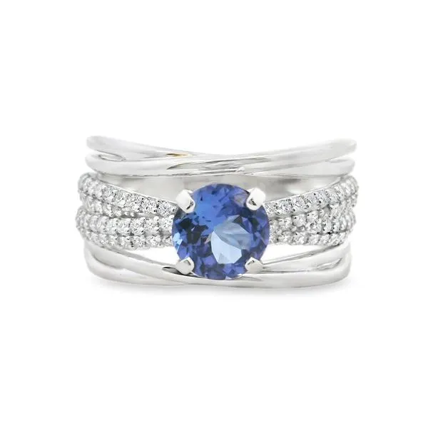 1.01ct Tanzanite Criss-Cross Ring in 14k White Gold Clark's Diamond Jewelers Coeur d'Alene, ID
