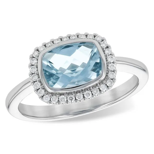 0.96ct Aquamarine Halo Ring in 14k White Gold Clark's Diamond Jewelers Coeur d'Alene, ID