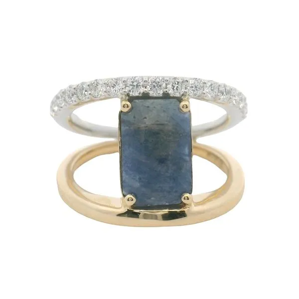 2.42ct Denim Sapphire Ring in 14k White and Yellow Gold Clark's Diamond Jewelers Coeur d'Alene, ID
