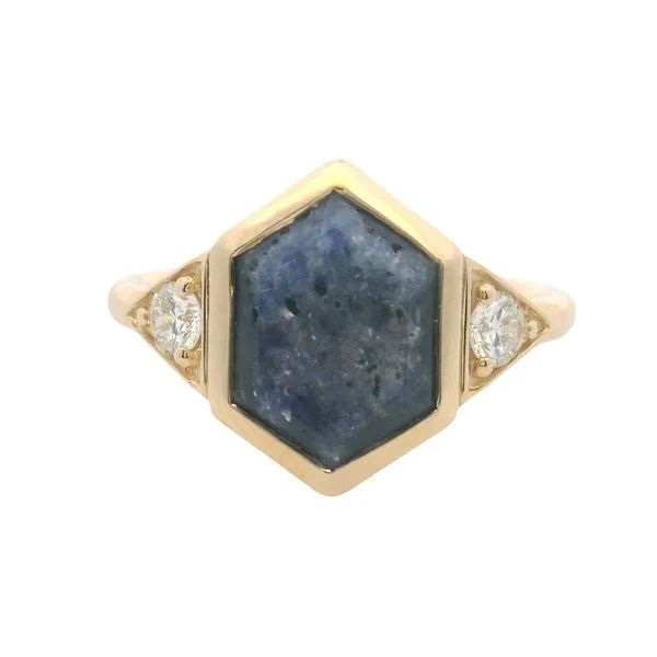 3.160ct Hexagonal Denim Sapphire Bezel Ring in 14k Yellow Gold Clark's Diamond Jewelers Coeur d'Alene, ID