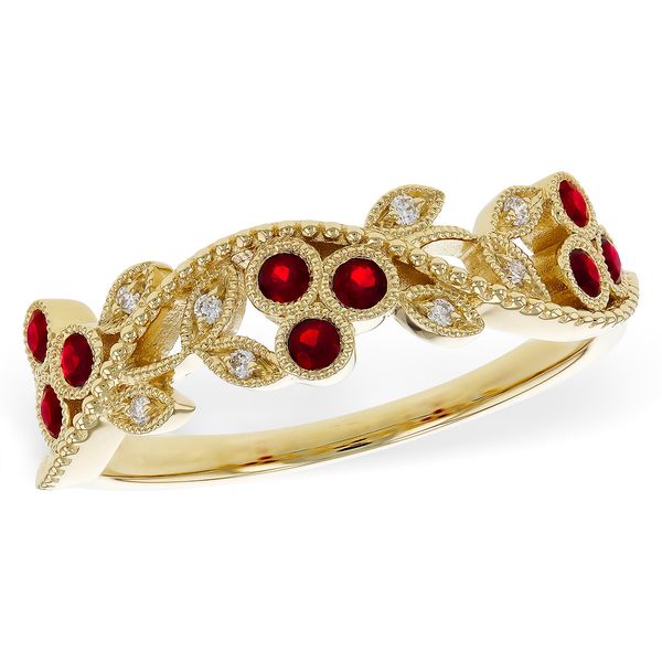 0.22ct Ruby Leaf Ring in 14K Yellow Gold Clark's Diamond Jewelers Coeur d'Alene, ID